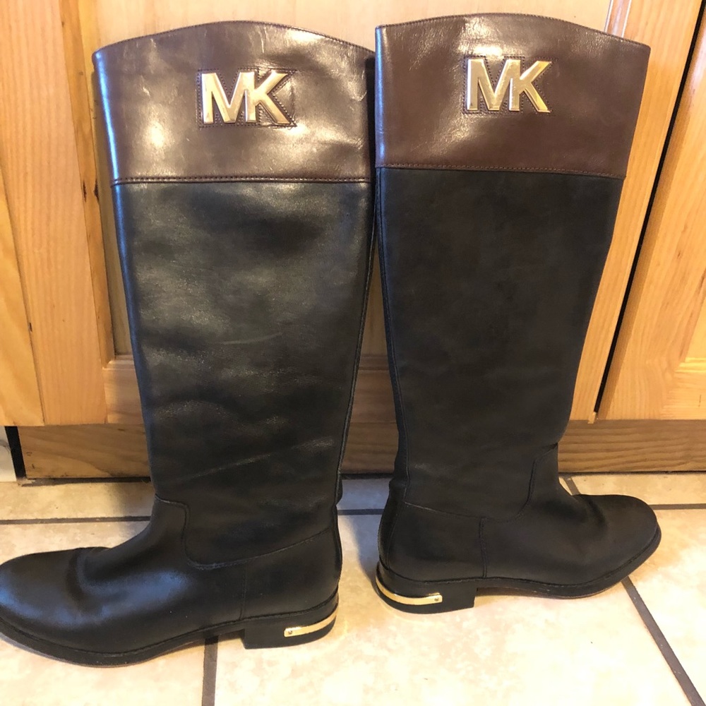 Michael Kors leather black brown boots size 7